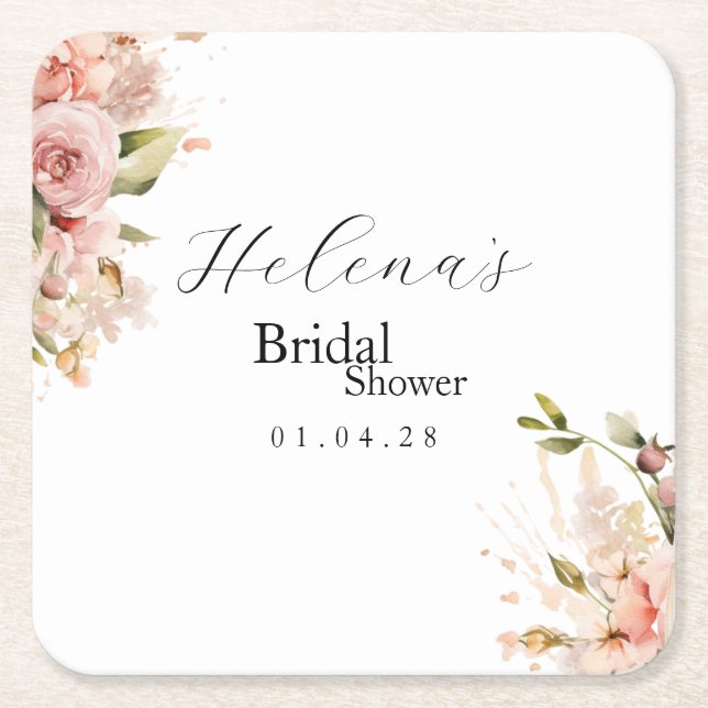 Brunch & Bubbly Untersetzer | Brautparty Floral (Vorderseite)