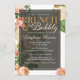 Brunch & Bubbly Vintage Floral Brautparty Einladung