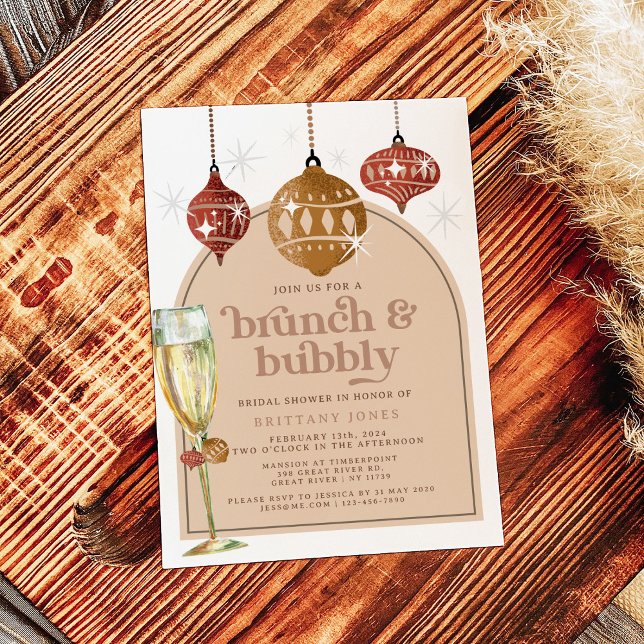 Brunch & Bubbly Weihnachts-Brautparty Einladung (Von Creator hochgeladen)
