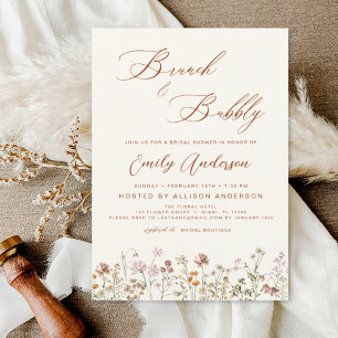 Brunch Bubbly Wildblume Bridal Dusche Einladung