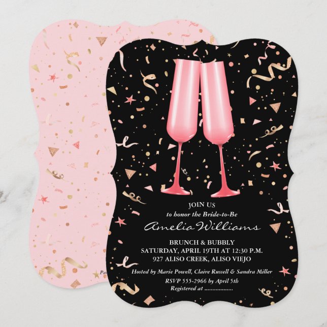 Brunch Champagne Bridal Dusche Einladungen (Vorne/Hinten)