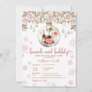 Brunch Champagner Weihnachtsessen Brautparty Einladung