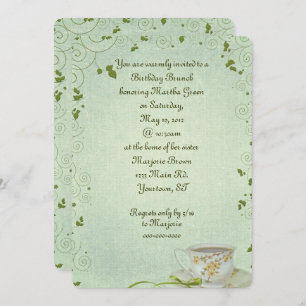 Brunch d'anniversaire avec tasse de thé Invitation