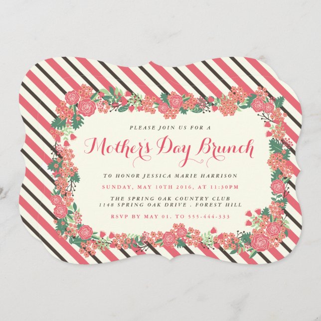 Brunch der Blumenmutter Einladung (Vorne/Hinten)