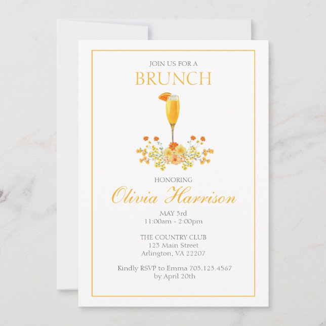 Brunch Einladung, Bridal Brunch Einladung, Geburts Einladung (Vorderseite)