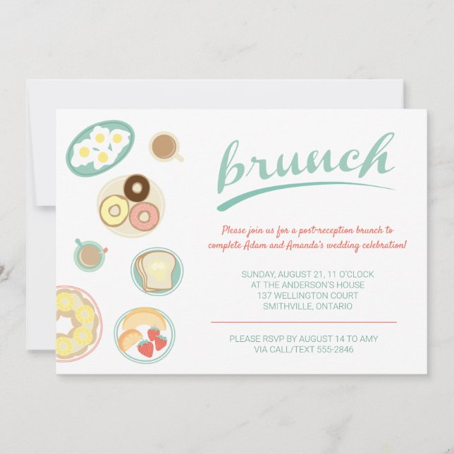 Brunch Einladung Hochzeitsfeier und Familie (Vorderseite)