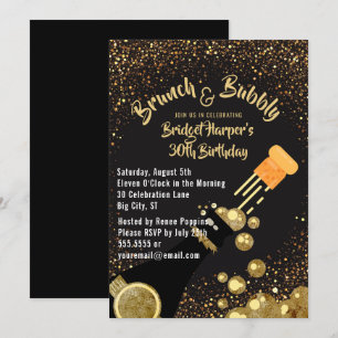 Brunch et Bubbly Champagne Invitation d'anniversai