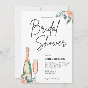 Brunch et Bubbly Elegant Bridal Shower Invitation
