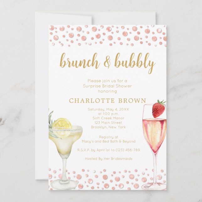 Brunch et Bubbly Floral Bridal Show Invitation (Devant)