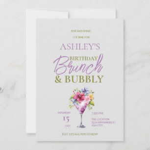 Brunch et Bubbly Invitation d'anniversaire