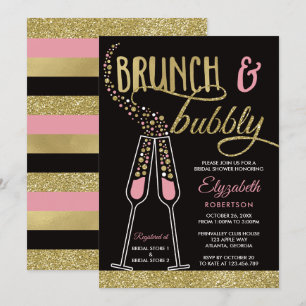 Brunch et Bubbly Invitation Fête des mariées, Faux