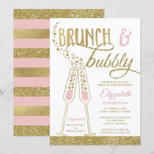 Brunch et Bubbly Invitation Fête des mariées, Faux