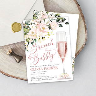 Brunch et Bubbly Shower Invitation Rose Gold