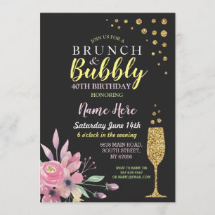 Brunch floral d'anniversaire et invitation rose