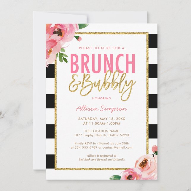 Brunch floral et invitation à la douche nuptiale B (Devant)