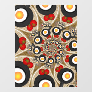 Brunch Fraktal Art Funny Food, Tomaten, Eier Fensteraufkleber