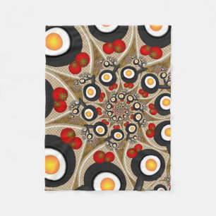 Brunch Fraktal Art Funny Food, Tomaten, Eier Fleecedecke