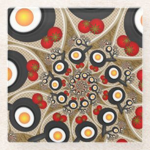 Brunch Fraktal Art Funny Food, Tomaten, Eier Glasuntersetzer