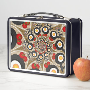 Brunch Fraktal Art Funny Food, Tomaten, Eier Metall Lunch Box