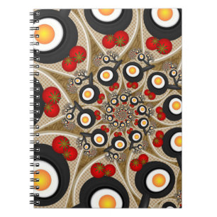 Brunch Fraktal Art Funny Food, Tomaten, Eier Notizblock