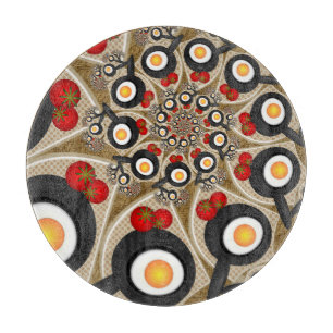 Brunch Fraktal Art Funny Food, Tomaten, Eier Schneidebrett