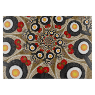 Brunch Fraktal Art Funny Food, Tomaten, Eier Schneidebrett