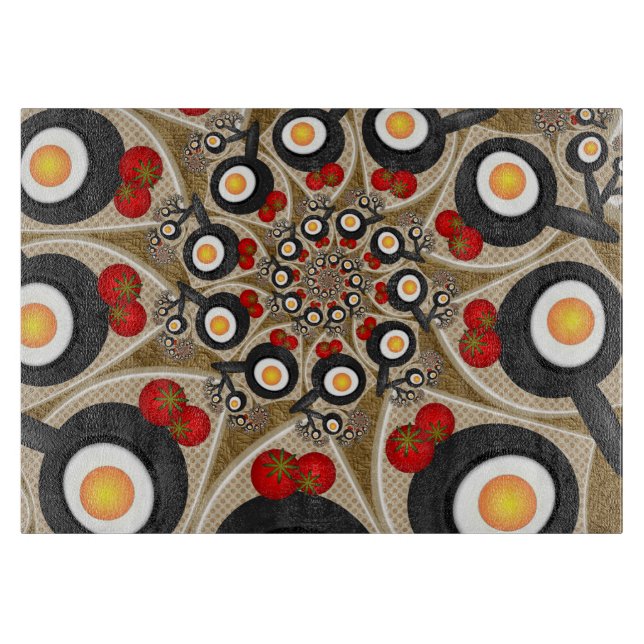 Brunch Fraktal Art Funny Food, Tomaten, Eier Schneidebrett (Vorderseite)