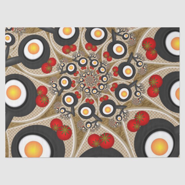 Brunch Fraktal Art Funny Food, Tomaten, Eier Seidenpapier (Vorderseite)