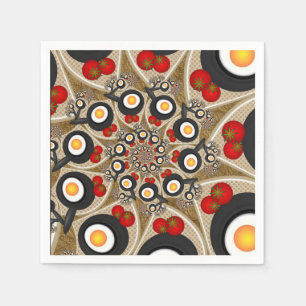 Brunch-Fraktal-Kunst Lustiges Essen, Tomaten, Eier Serviette