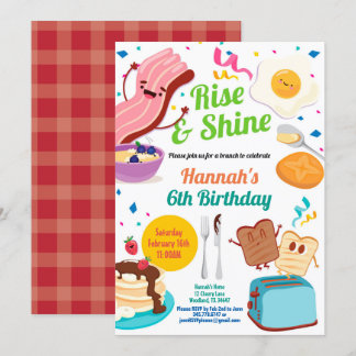 Brunch Frühstück Einladung. Kinder zum Geburtstag Einladung