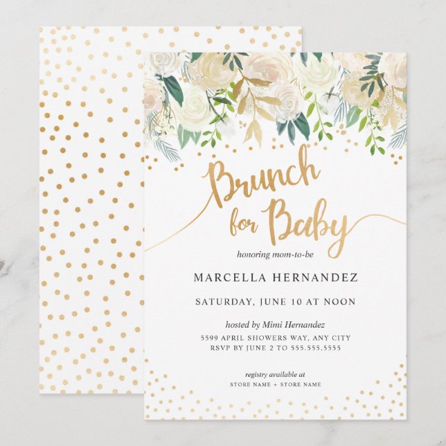 Brunch für Babyparty-Einladung des Baby-| Einladung (Vorne/Hinten)
