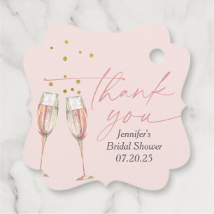 Brunch mit blass rosa Champagner Brautbrunch Geschenkanhänger