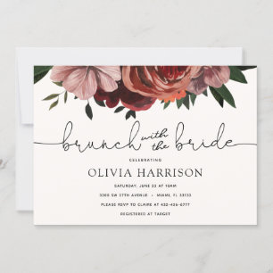 Brunch mit Bride Burgundy Dusche Einladung