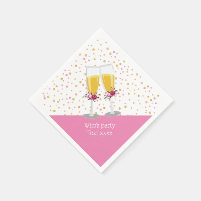 Brunch mit Champagner und Bubbly zum Geburtstag Serviette (Ecke)
