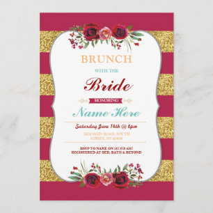 Brunch mit dem Blumenladen von Bride Red Glitzer Einladung