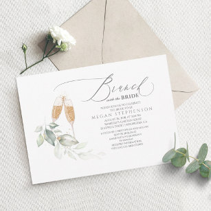 Brunch mit dem Bride Gold Greenery Brautparty Einladung