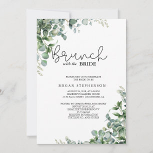 Brunch mit dem Bride Gold Greenery Brautparty Einladung