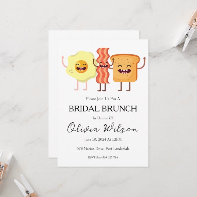 Brunch mit den Brautbrunch-Einladungen Einladung (Vorderseite/Rückseite Beispiel)