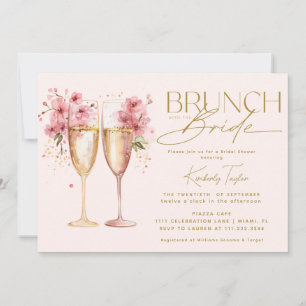 Brunch mit der Braut Rosa Champagner Brautparty Einladung