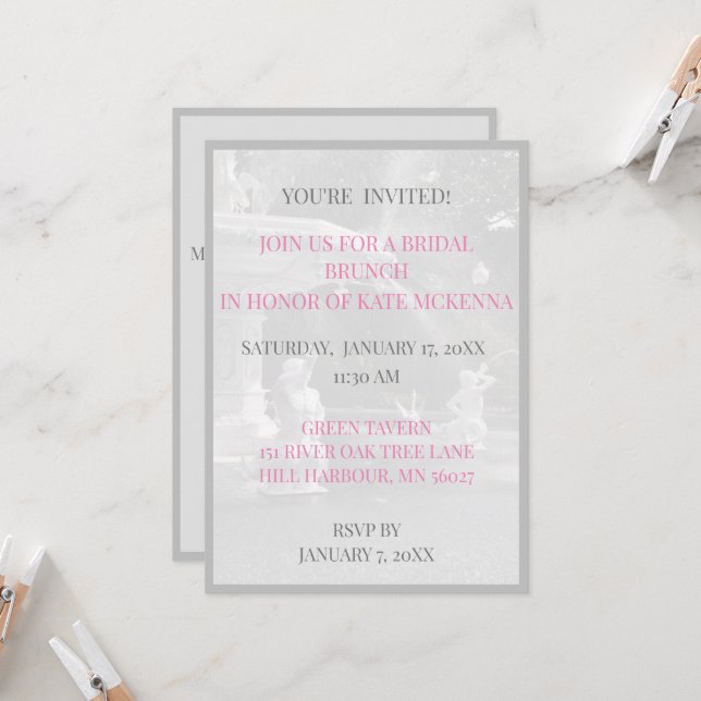 Brunch mit georgischem Brunnen Einladung (Vorderseite/Rückseite Beispiel)