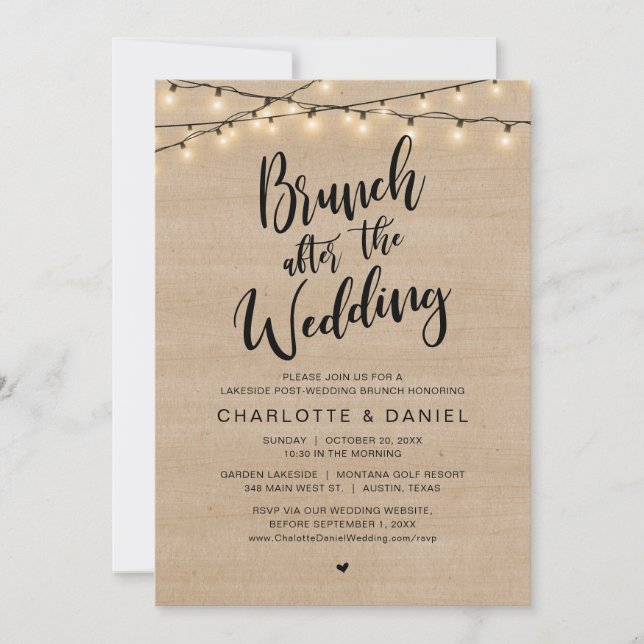 Brunch nach der Hochzeit, Elopement-Feier Einladung (Vorderseite)