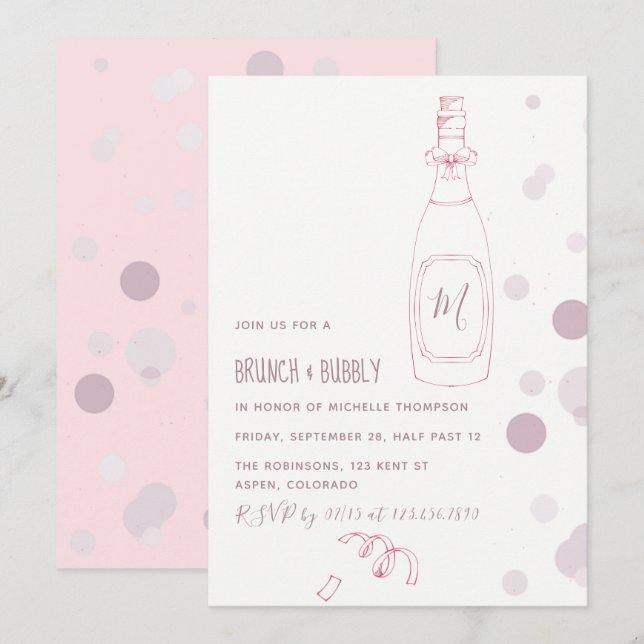 Brunch nuptial et invitation Wedding shower Bubbly (Devant / Derrière)