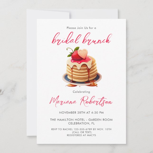 Brunch nuptiale Pancakes Invitation de douche nupt (Devant)
