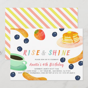 Brunch Pancake PJ Watercolor Kindergeburtstag Einladung