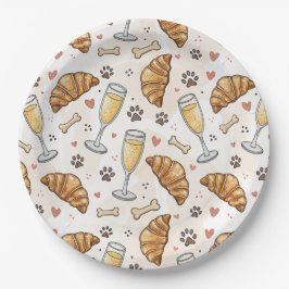 Brunch & Paws Paper Plate - Croissants und Mimosas Pappteller