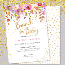Brunch pour Baby shower bébé fille Invitation