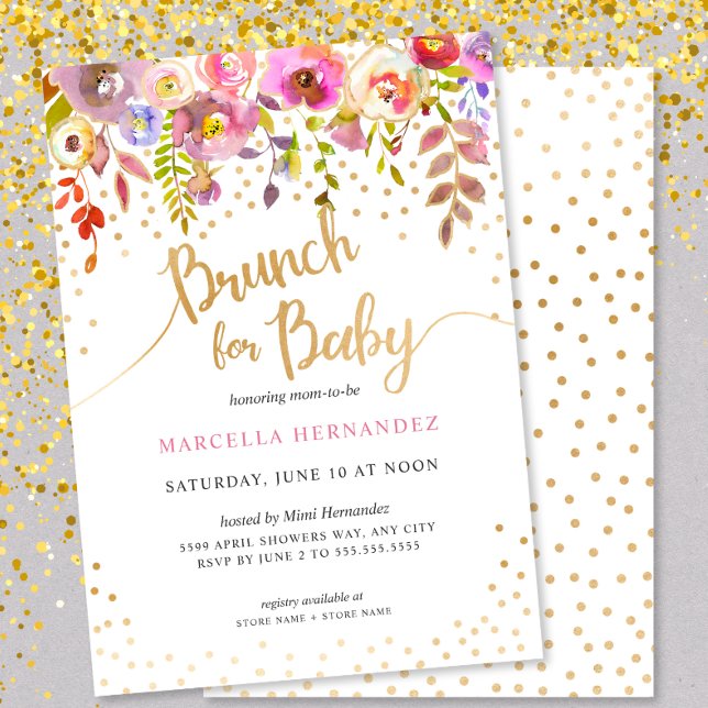 Brunch pour Baby shower bébé fille Invitation (Créateur téléchargé)