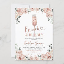 Brunch rose et Bubbly Invitation