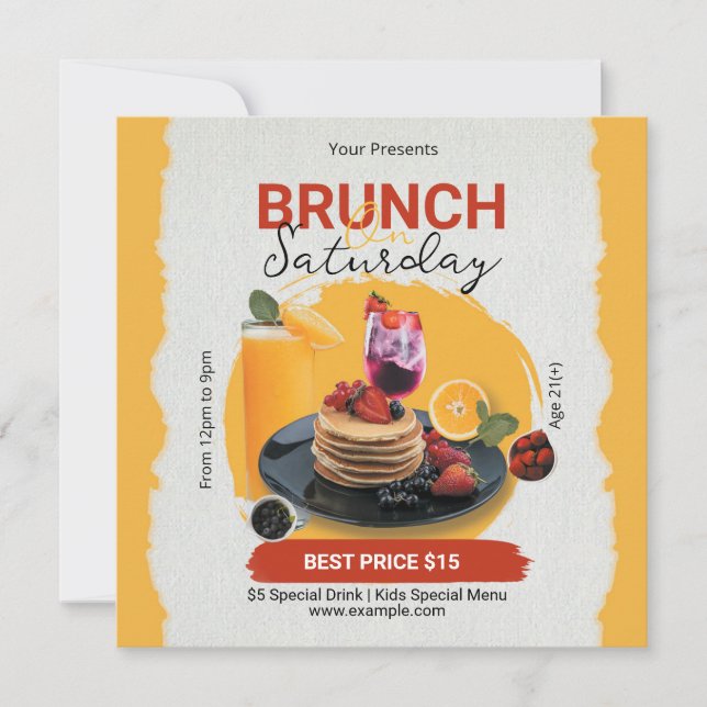 Brunch Samstag Flyer Feiertagskarte (Vorderseite)