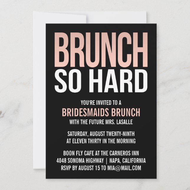 Brunch So Hard Pink Bridesmaid Brunch Invitations (Devant)